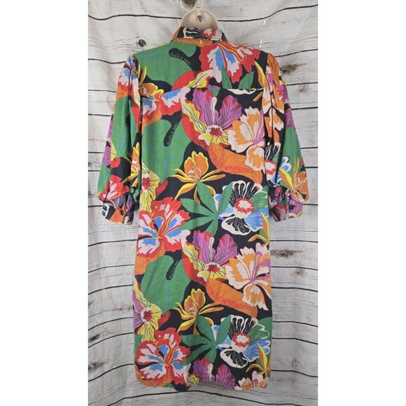 Scotch & Soda Orange Green Bishop Sleeve Dress - Picture 6 of 11